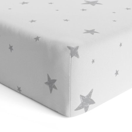 Flannel Mini Crib Sheet - Scrible Stars Grey