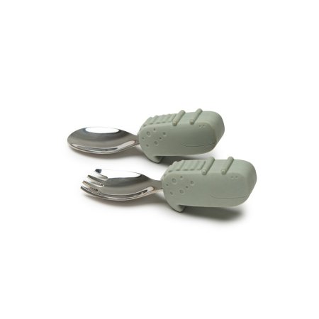 Learning Spoon/Fork Set - Alligator/Sage