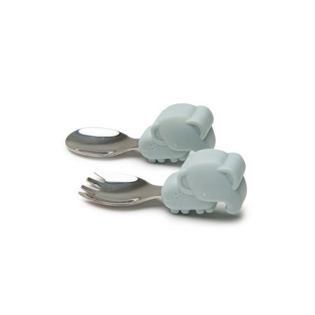 Learning Spoon/Fork Set - Elephant/Blue