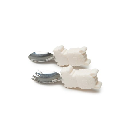 Learning Spoon/Fork Set - Llama/Cream