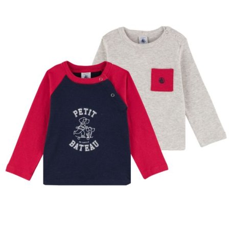 Long Sleeve T-Shirt 2 Pack - Grey/Red