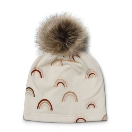Kid's Pom Pom Hat in Tencel - Canyon Rainbow