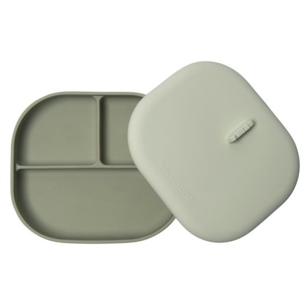 Silicone Divided Plate with Lid - Sage