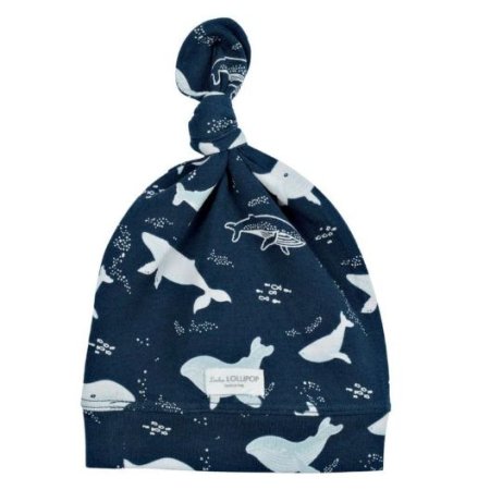 Top Knot Beanie Tencel - Blue Whales 0 - 6 months