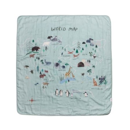 Muslin Quilt Blanket - World Map