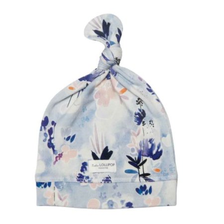 Top Knot Beanie Tencel - Ink Floral 0 - 6 months