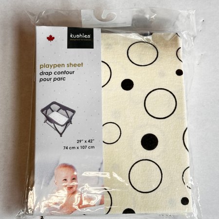 Kushies Flannel Playpen Fitted Sheet - Cream Bubbles