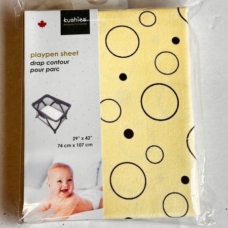 Kushies Flannel Playpen Fitted Sheet - Cream Bubbles