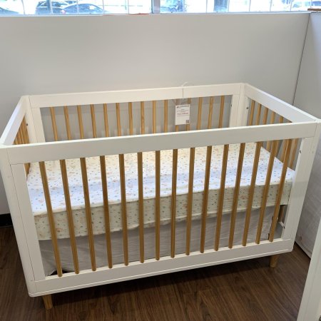 Lolly 3 in 1 Crib with Toddler Rail White Natural