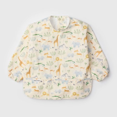 Loulou Lollipop Long Sleeve Waterproof Bib - Safari