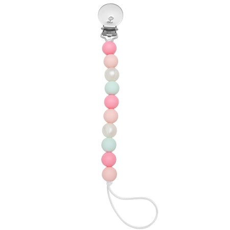 Loulou Lollipop Silicone Pacifier Clip - Lolli - Pink Mint