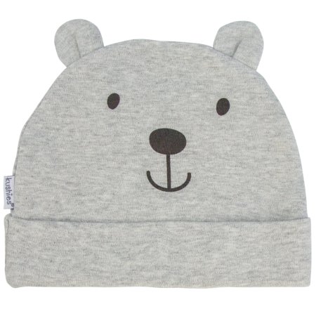 Kushies	Baby Hat w/Ears Cotton/Lycra  03m - Grey	A35103231 Tjskids.com