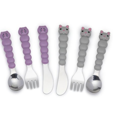 Melii 6 piece Utensil Set Cat/Bulldog 