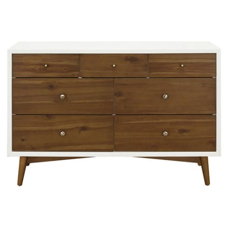 Palma 7 Drawer Double Dresser - Warm White with Natural Walnut M15916RWNL 048517824726