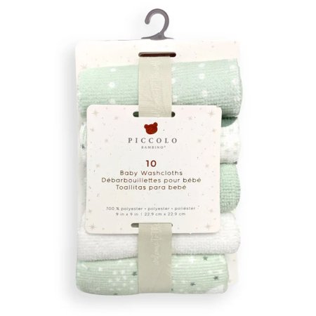 Piccolo Bambino 10 Pack Washcloth Set - Green