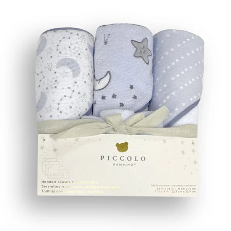 Piccolo Bambino 6 Pack Towel & Washcloth Set - Blue