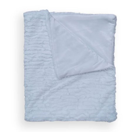 Double Layer Feathered Faux Fur Blanket - Blue