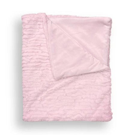 Double Layer Feathered Faux Fur Blanket - Pink