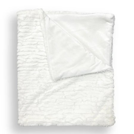 Piccolo Bambino Double Layer Feathered Faux Fur Blanket - White