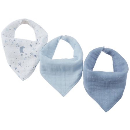 Piccolo Bambino Muslin Bandana Bibs 3 Pack - Blue