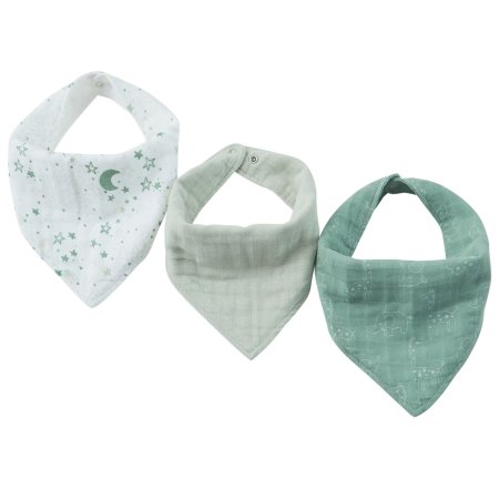 Piccolo Bambino Muslin Bandana Bibs 3 Pack - Green