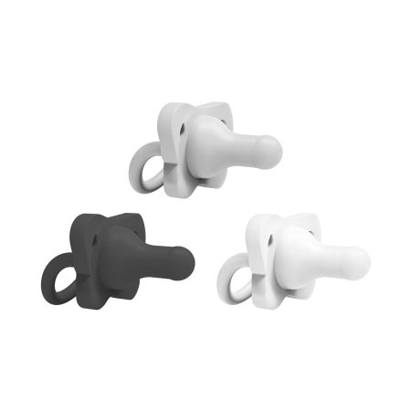 HappyPaci One-Piece Silicone Pacifier 3 Pack - Gray/Black/White