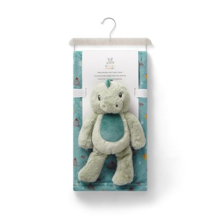 Rolled Plush Blanket with Plush Friend - Green