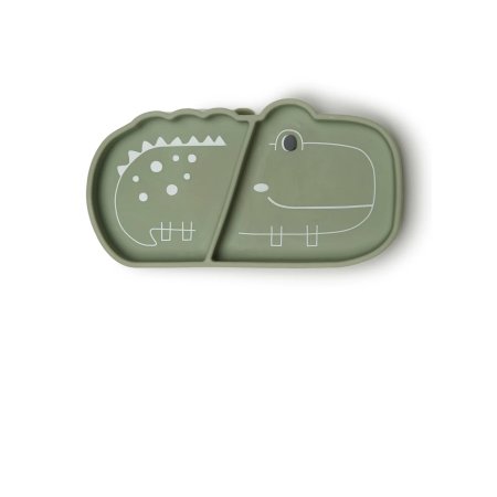 Loulou Lollipop Silicone Snack Plate - Alligator/Sage SPL-001-SAG	825754017742 Tjskids.com
