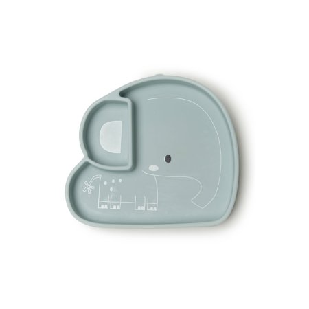 Silicone Snack Plate - Elephant/Blue