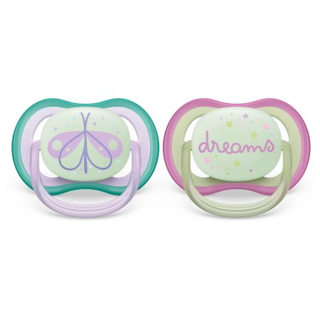 Avent Ultra Air Pacifier Night 2 Pack - 0-6M - Fly/Dream	PASCF37619	75020106537 Tjskids.com