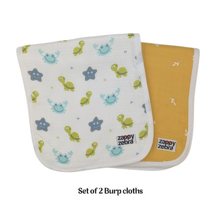 Zappy Zebra Muslin Burp Cloth Set - Yellow - 2 pack