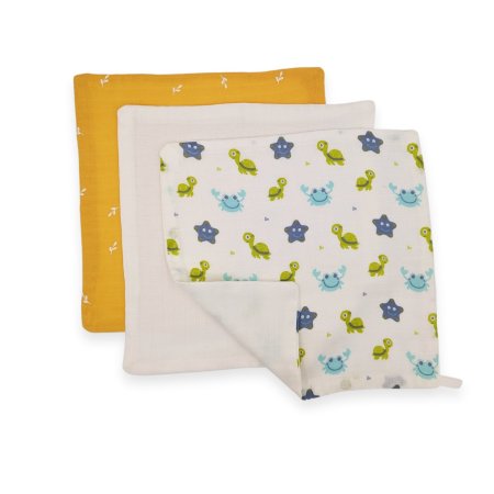 Zappy Zebra Muslin Wash Cloth Set - Yellow - 3 pack