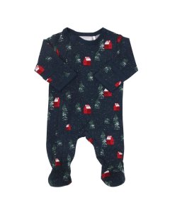 Zipper Footie - Dark Navy Winter Scene