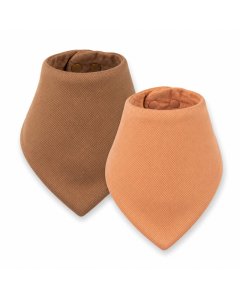 Tiny Twinkle	Kaffle Bandana Bib 2 Pack - Peach/Brown	TT1007 810158515093 Tjskids.com