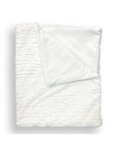 Piccolo Bambino Double Layer Feathered Faux Fur Blanket - White