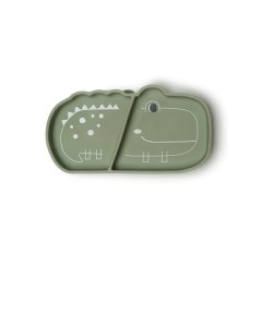 Loulou Lollipop Silicone Snack Plate - Alligator/Sage SPL-001-SAG	825754017742 Tjskids.com
