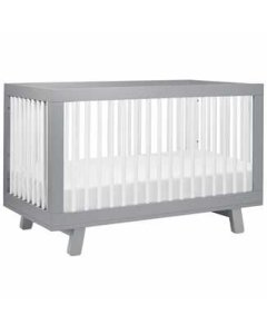 Hudson 3 in 1 Crib with Toddler Rail - Grey White