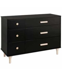 Lolly 6 Drawer Double Dresser Black - Washed Natural