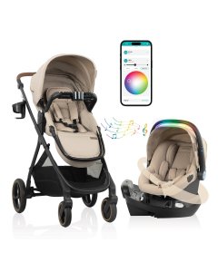 Shyft Intuiti+ Travel System/Revolve180 LiteMax NXT Rotating Infant Seat with SensorySoothe Travertine