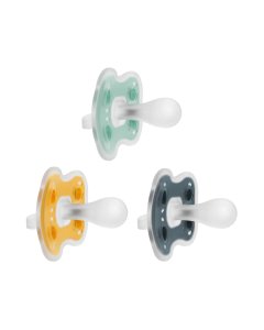Advantage One-Piece Pacifier 3 Pack 6-18m - Green / Yellow / Gray