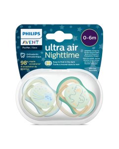 Ultra Air Pacifier Night 2 Pack - 0-6M - Star/Owl