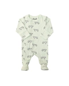 Modal Zipper Footie - Green Cows Print