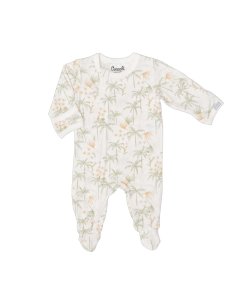 Modal Zipper Footie - Tropical On Cream