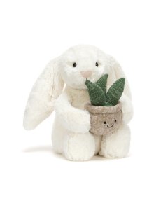 Cream Bunny with Plant