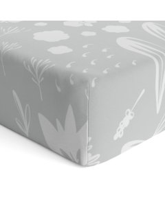 Percale Crib Sheet Printed - Bunny Grey