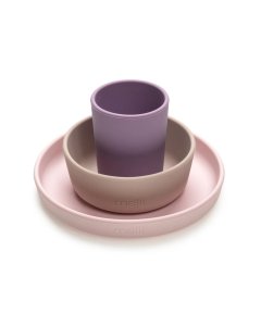 3 Piece Silicone Feeding Set (Purple / Grey / Pink)