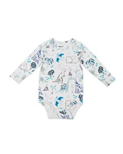 Long Sleeve Bodysuit In Tencel - Dinosaurs