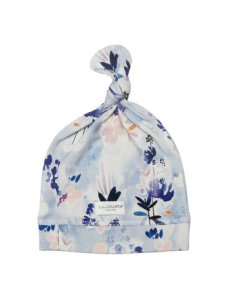 Top Knot Beanie Tencel - Ink Floral