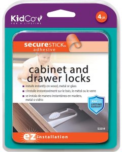 Adhesive Mount Cabinet & Drawer Lock - 4 Pack