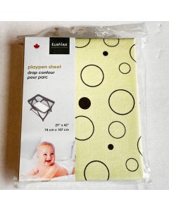 Flannel Playpen Fitted Sheet - Green Bubbles